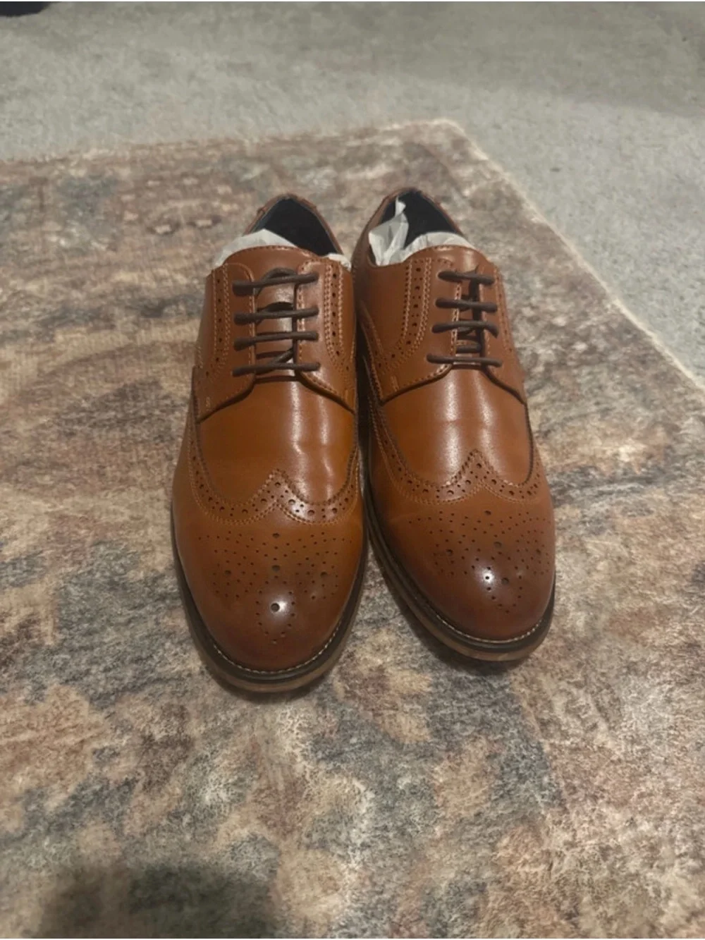 Men's Brown Leather Wingtip Derby Shoes